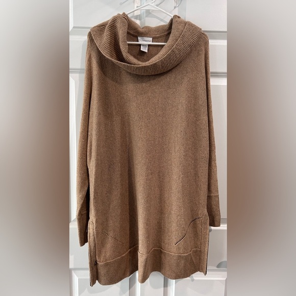 Soft Surroundings Cashmere Wool Infused Tunic Sweater OS Fall Cottage Cowl Neck - Picture 1 of 10